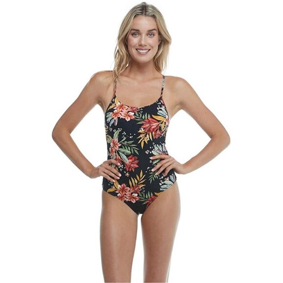 NWOT Body Glove black & multicoloured floral tank one piece swimsuit - Picture 1 of 9